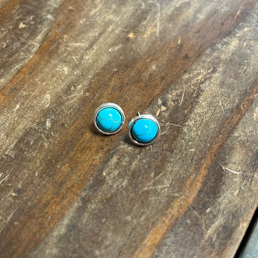 The Simple Round Turquoise Stud Earrings
