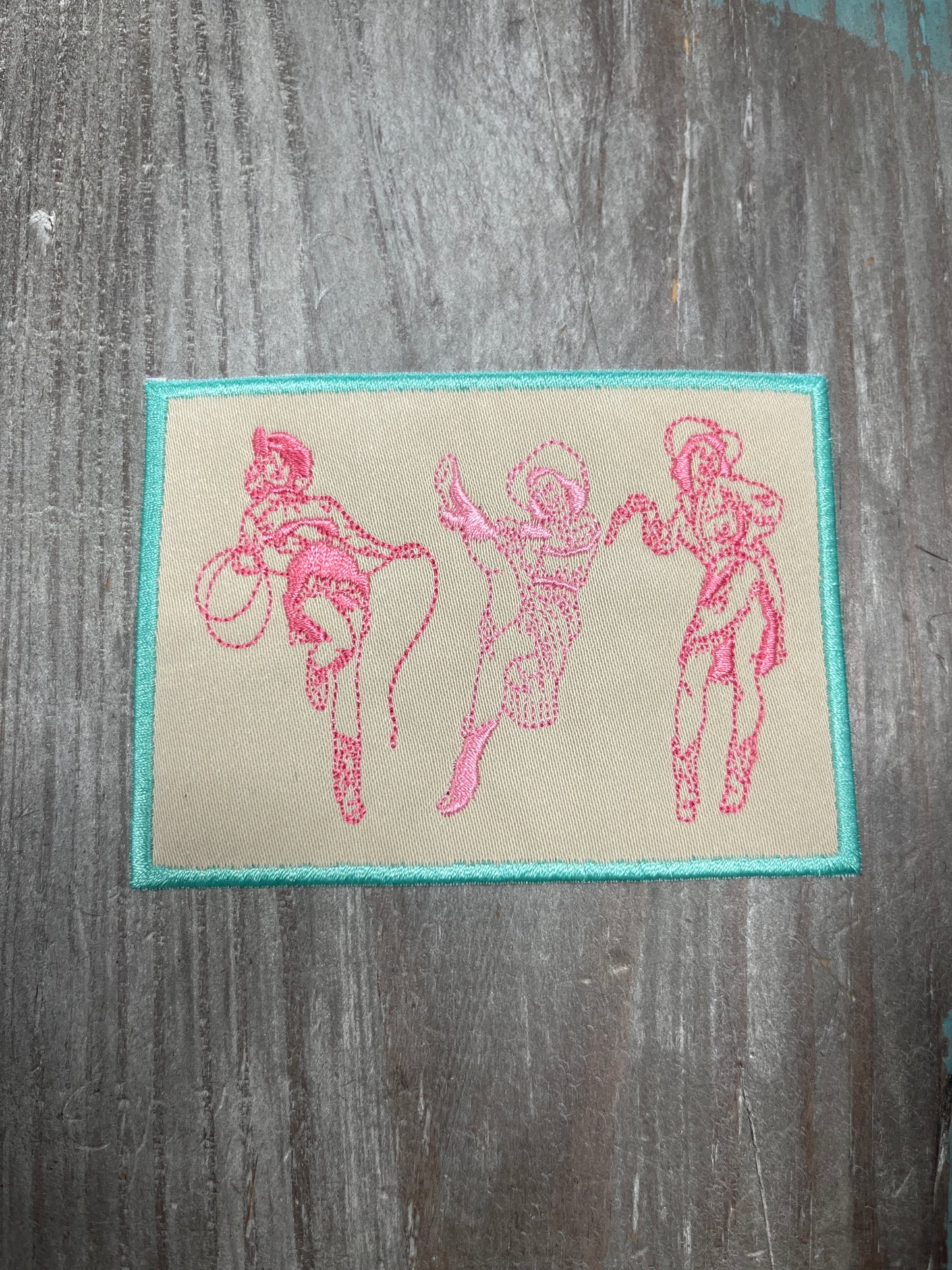 The Dancing Cowgirl Turquoise Patch Trucker Hat Embroidery Patch
