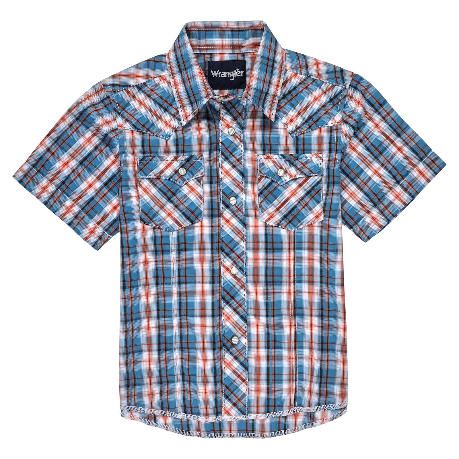 The Boys Sunset Blue Plaid Short Sleeve Snap Shirt – Be True