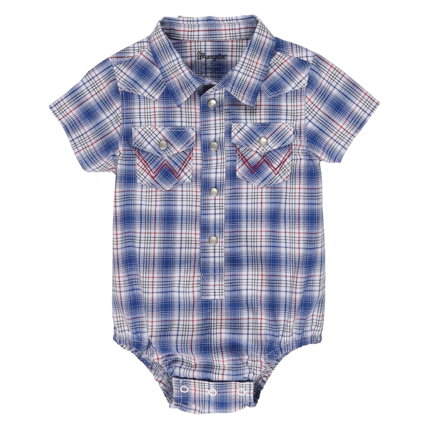 The Boys Picnic Navy Plaid Short Sleeve Snap Onesie