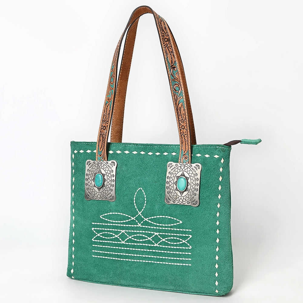 The Teal Backstitch Suede Bag/Purse