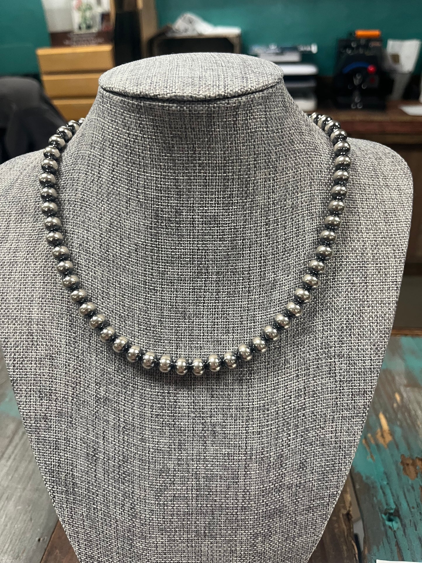 Sterling Silver Navajo Pearl Necklace (8mm)