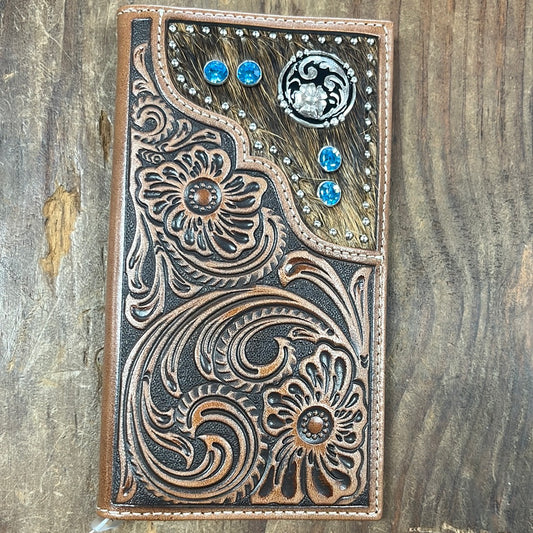 The Calfhair Leather Rodeo Wallet and Checkbook Cover