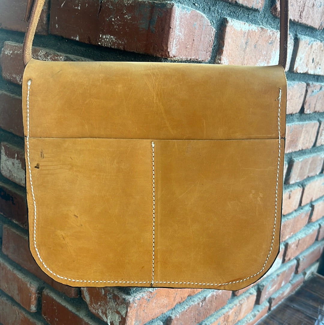 Handmade Leather Buckskin Rose Purse