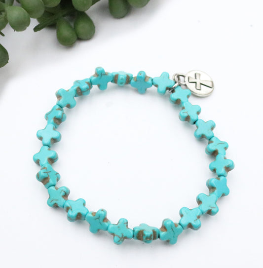 The Turquoise Cross Stretch Bracelet