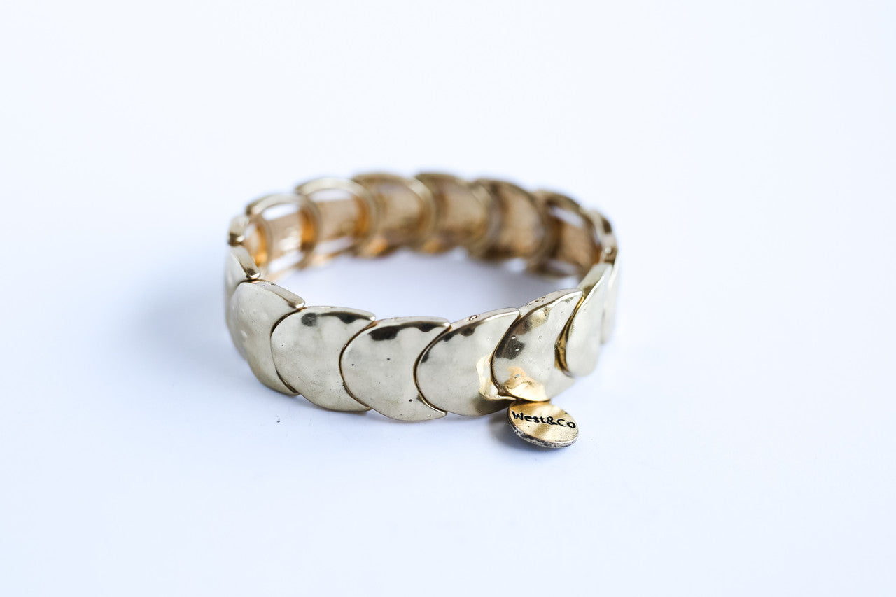 Burnished Gold Crescent Stretch Bracelet