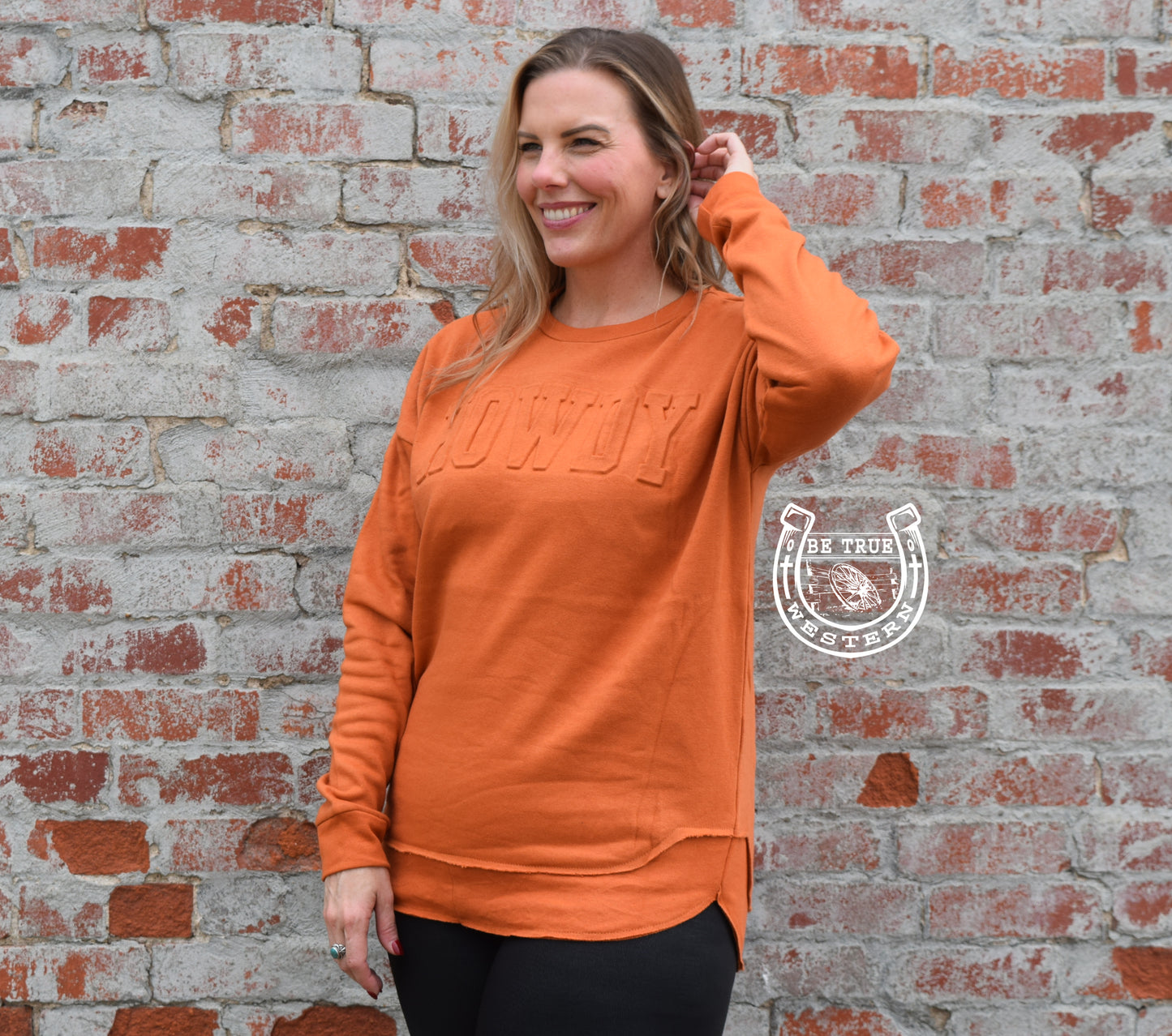 The Rust Howdy Embossed Sweater