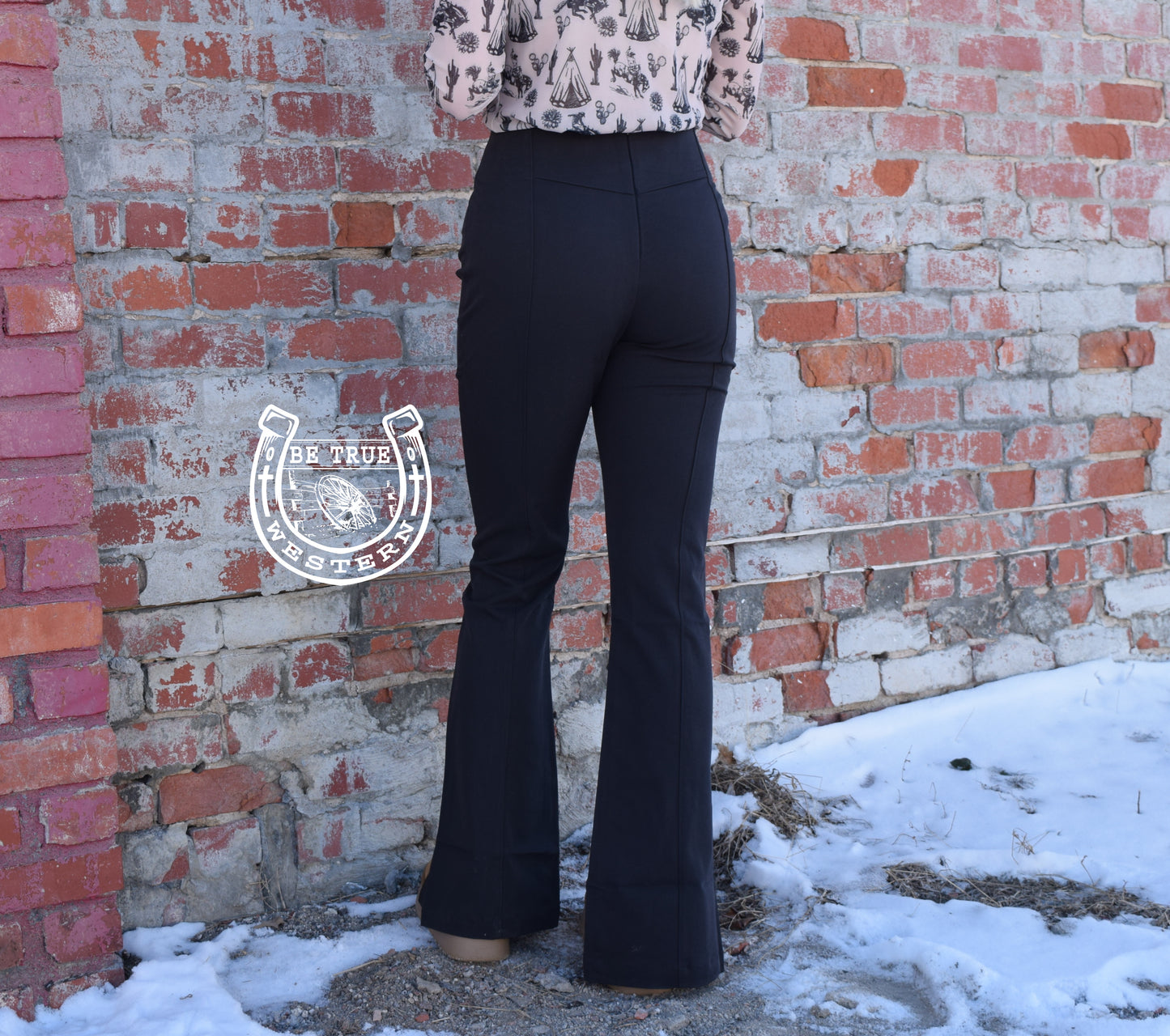 The Brenda High Rise Flare Black Satin Pants