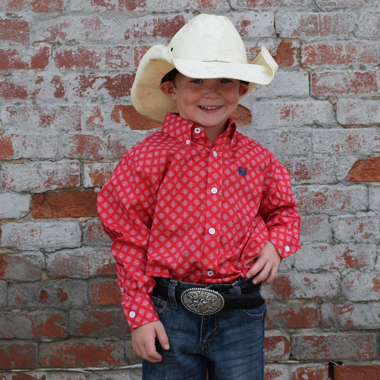 The Red Cinch Diamond Boys Button down