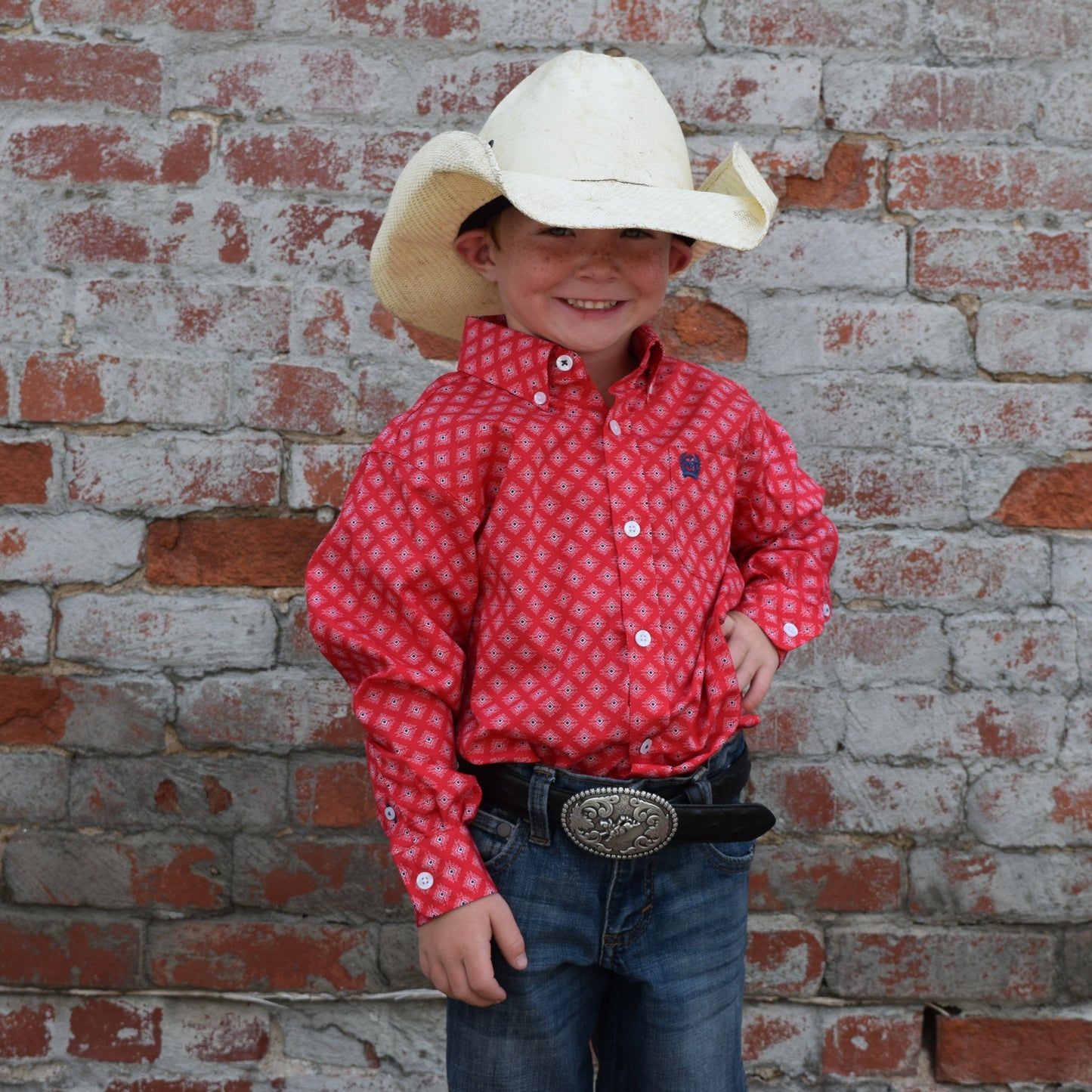 The Red Cinch Diamond Boys Button down