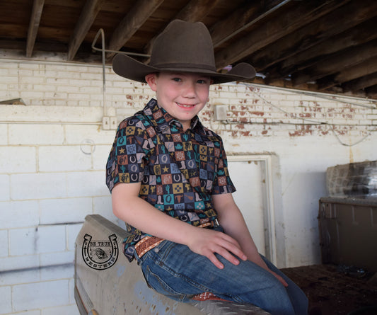 The Check Yer Cowboy Short Sleeve Kids Shirt