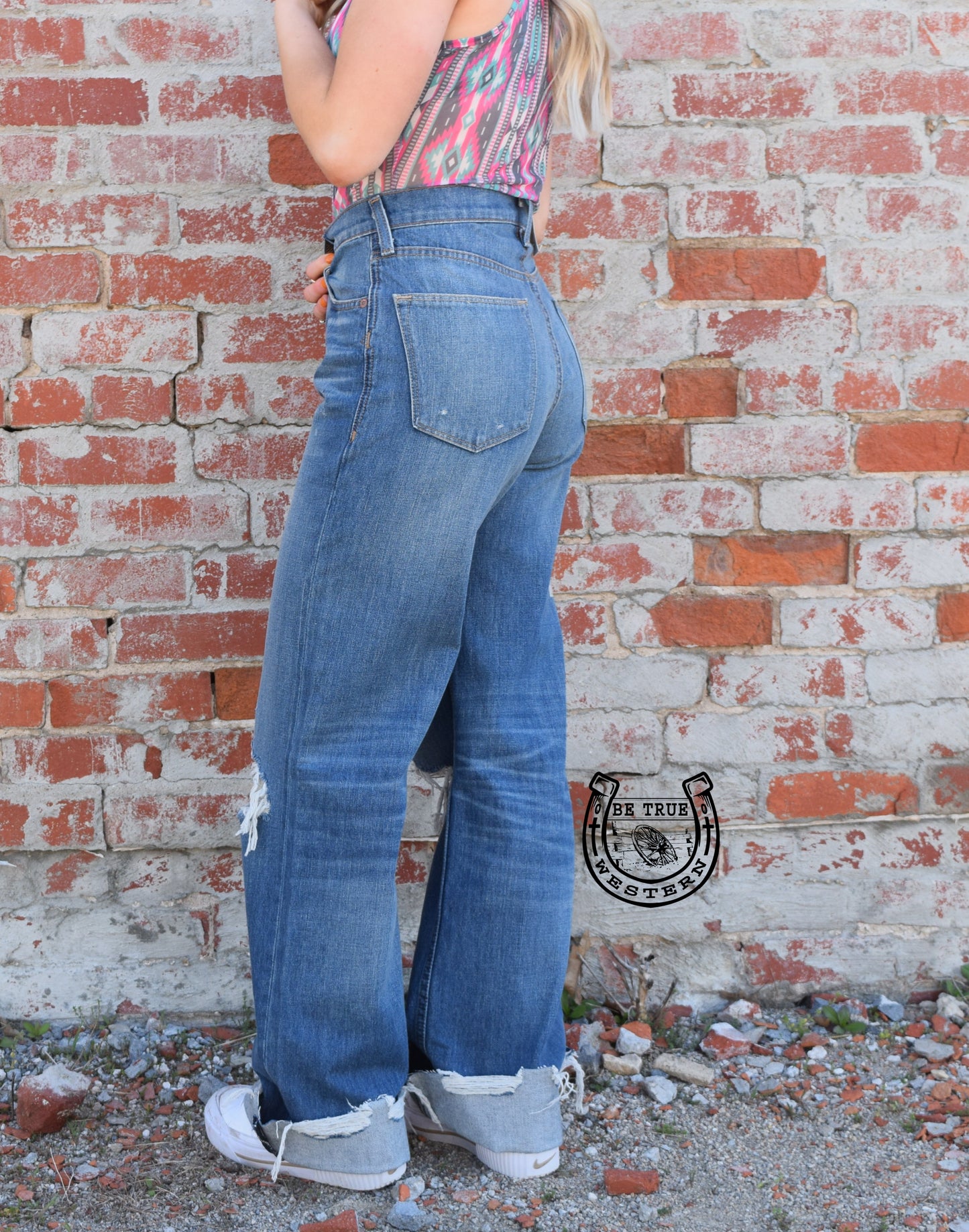 The Ariat Ultra High Rise Tomboy Haiti Distressed Wide Jean