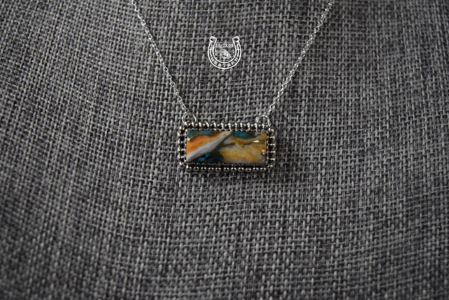 The Multi Colored Small Bar Sterling Silver Necklace