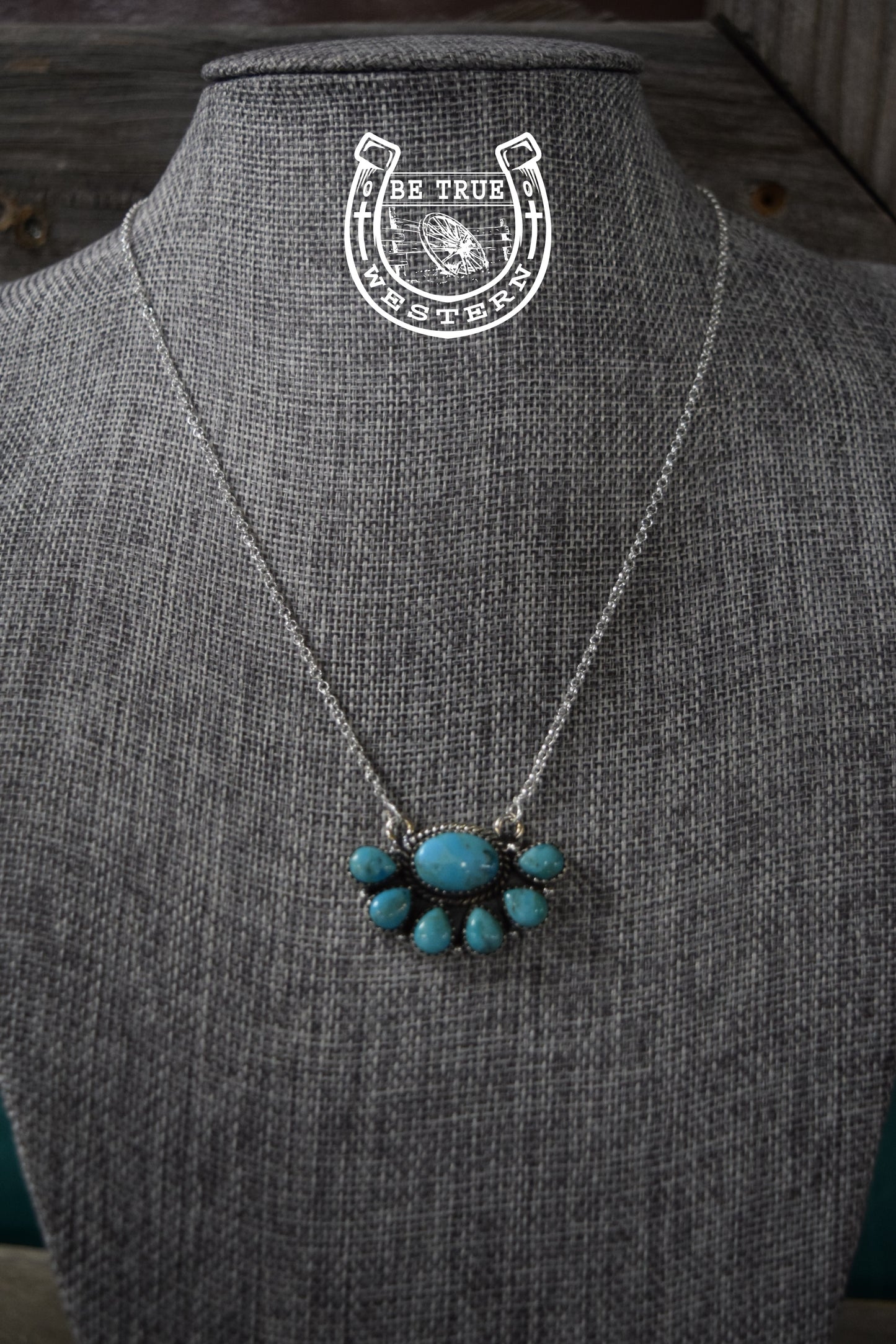 The Turquoise Half Cluster Sterling Silver Necklace