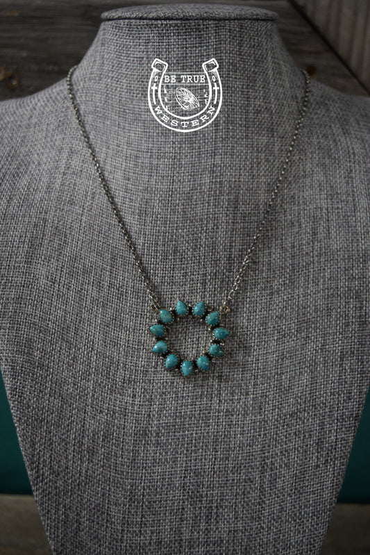 The Turquoise Full Moon Cluster Sterling Silver Necklace