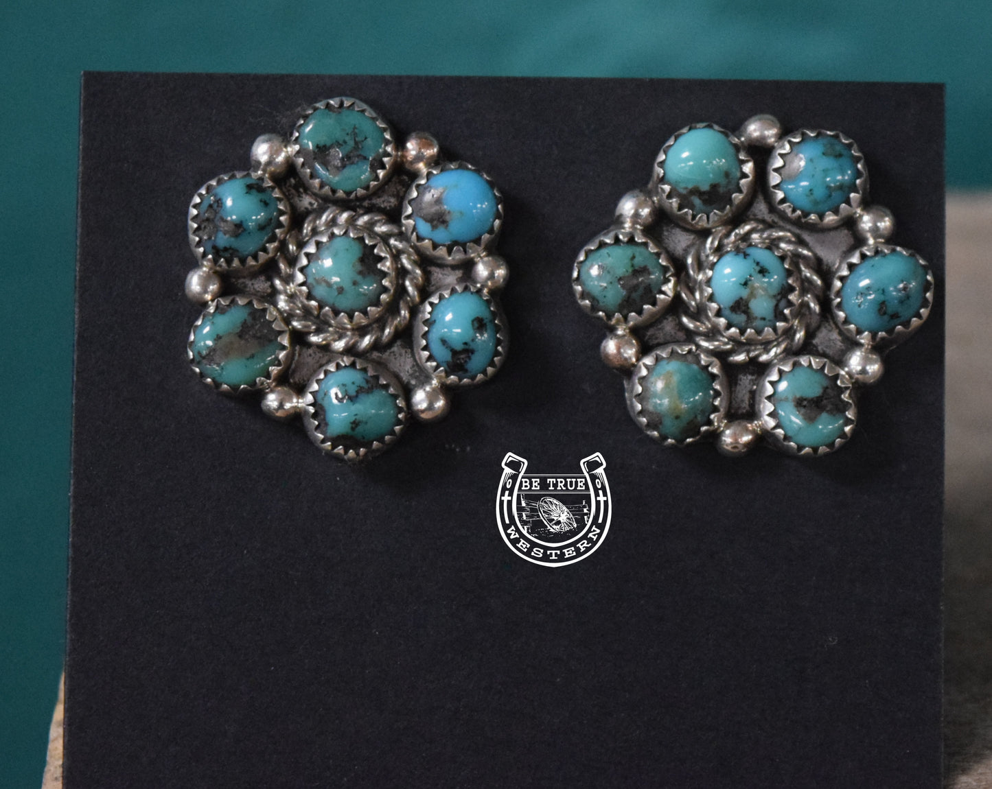 The Turquoise Cluster Sterling Silver Earrings