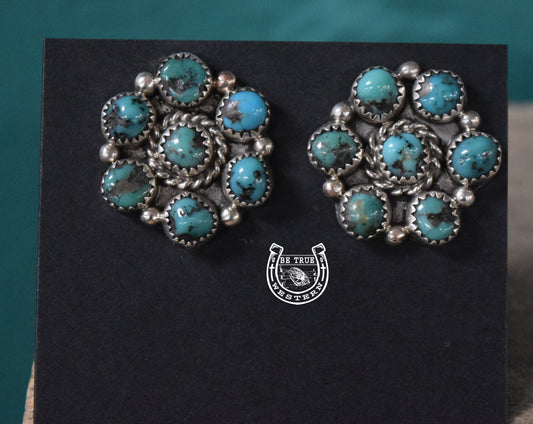 The Turquoise Cluster Sterling Silver Earrings