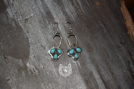 The Sterling Silver Turquoise Dangly Cluster Earrings
