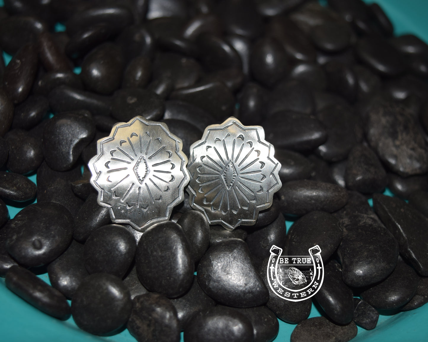 The Small Matte Oxidized Stamped Earrings