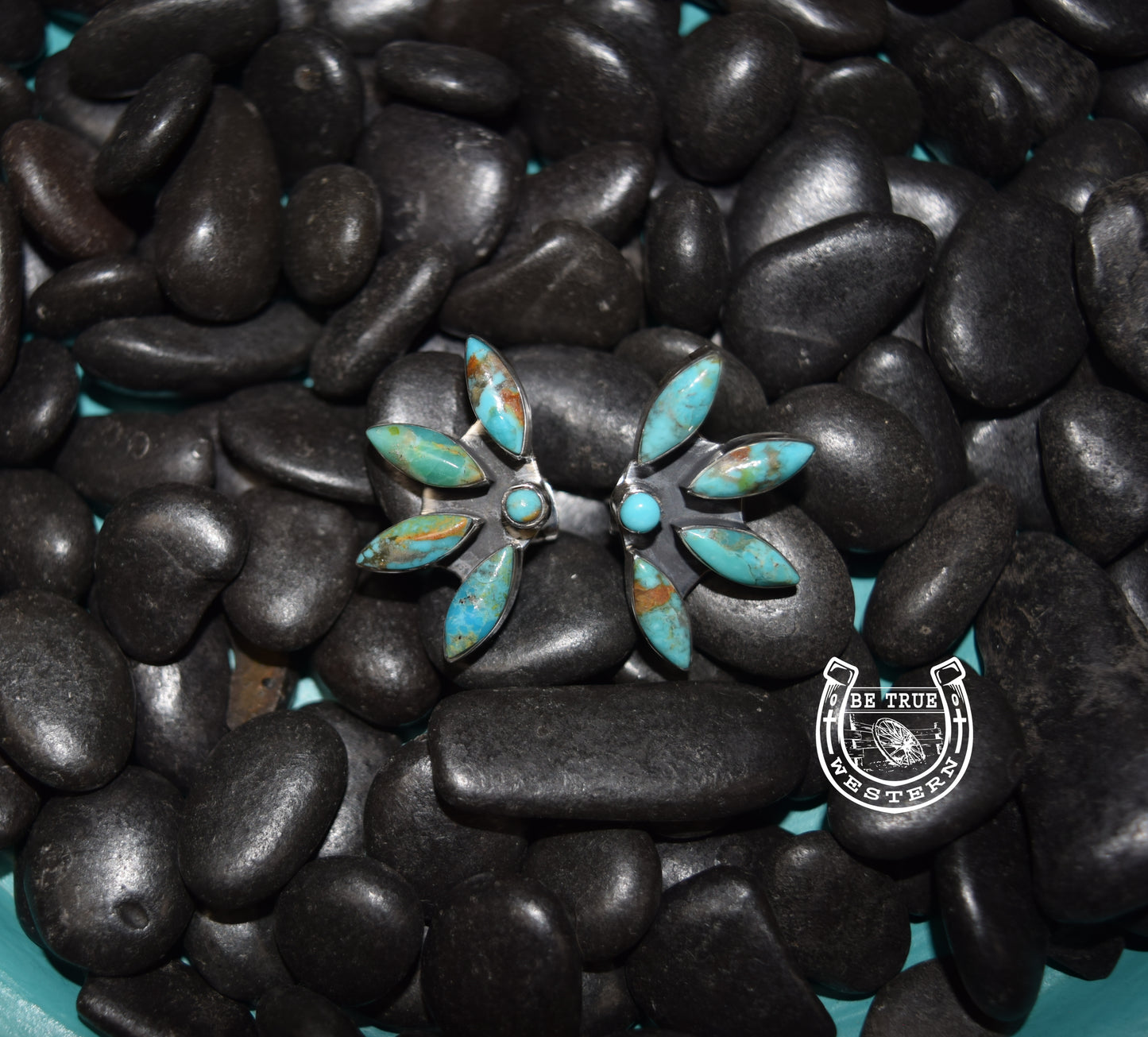 The Howlite Half Flower Post Earrings