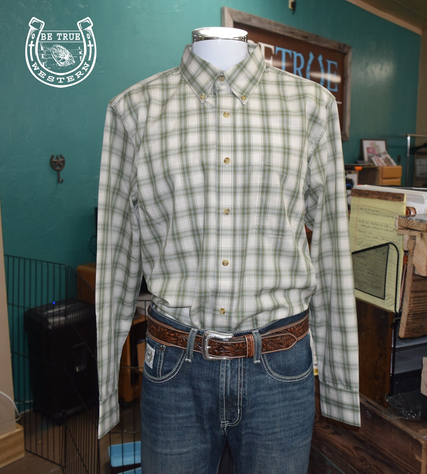 The Wrangler Riata Long Sleeve Shirt (Olive Plaid)