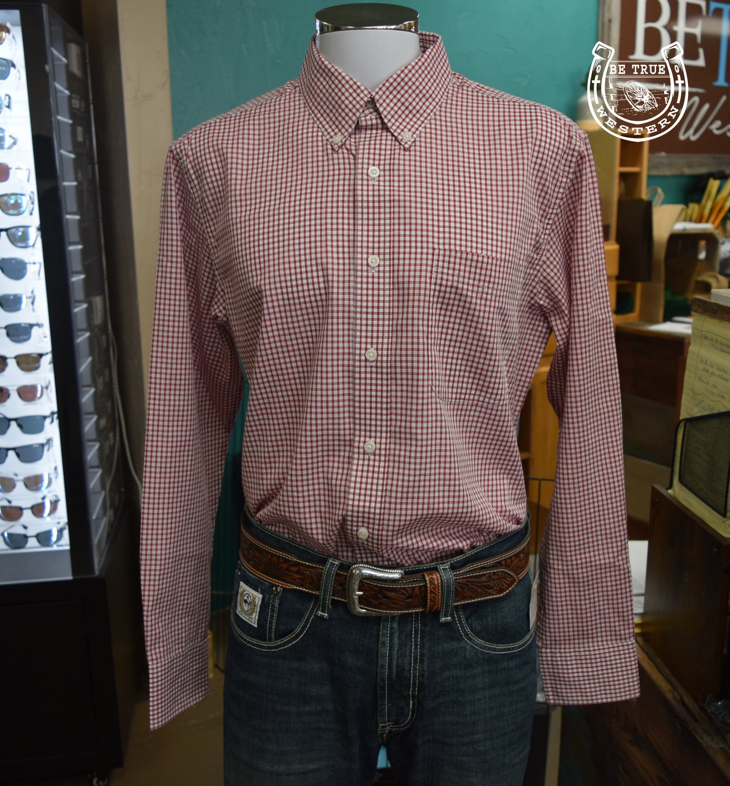 The Wrangler Riata Long Sleeve Shirt (Burnt Red Plaid)