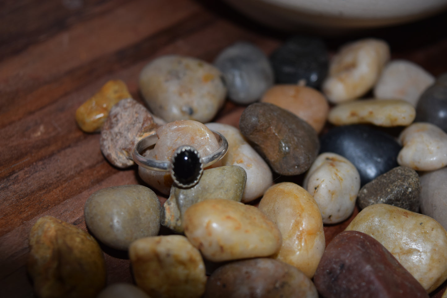 The Small Black Oval Stone Ring