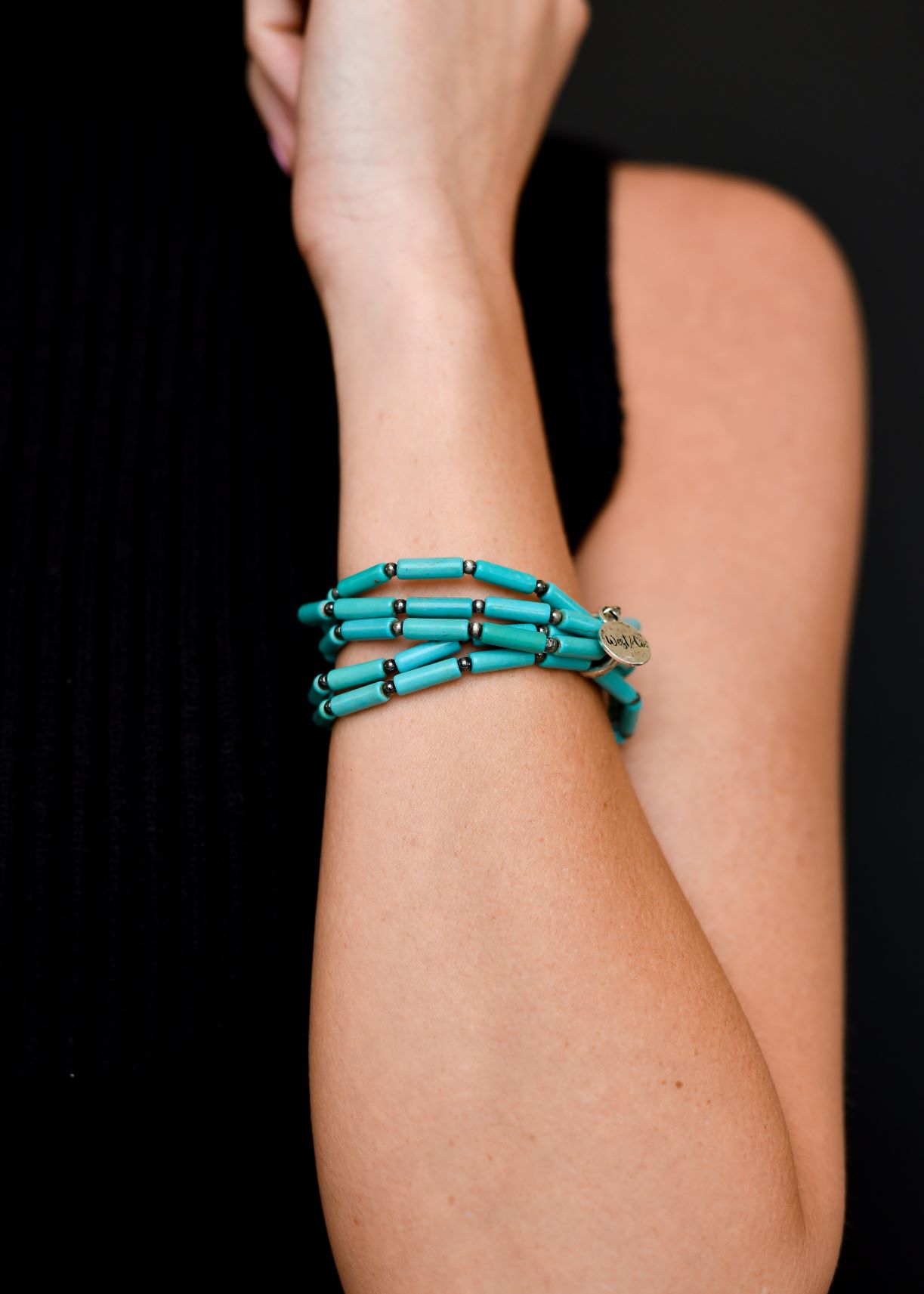 The Turquoise Tube 5 Strand Stretch Bracelet