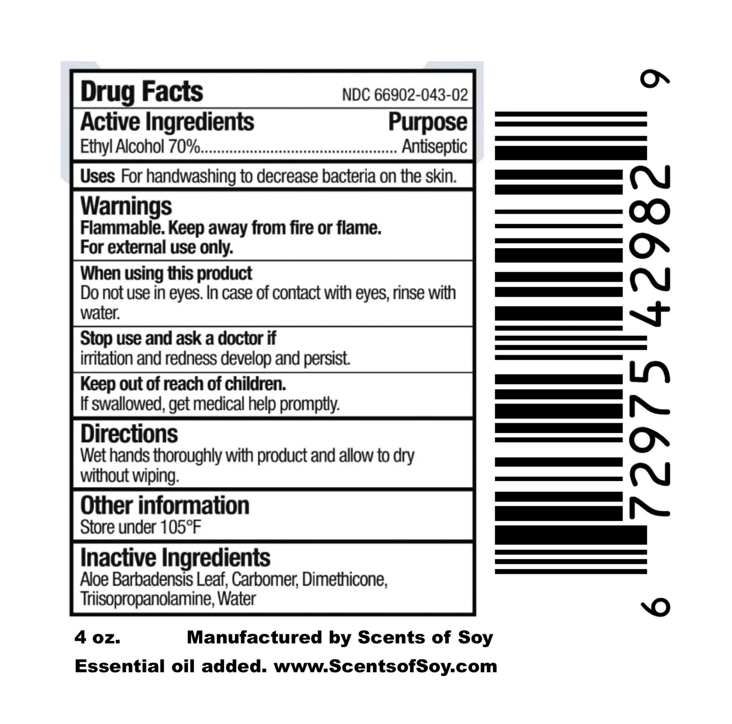 Scents of Soy Hand Sanitizer (multiple scents)