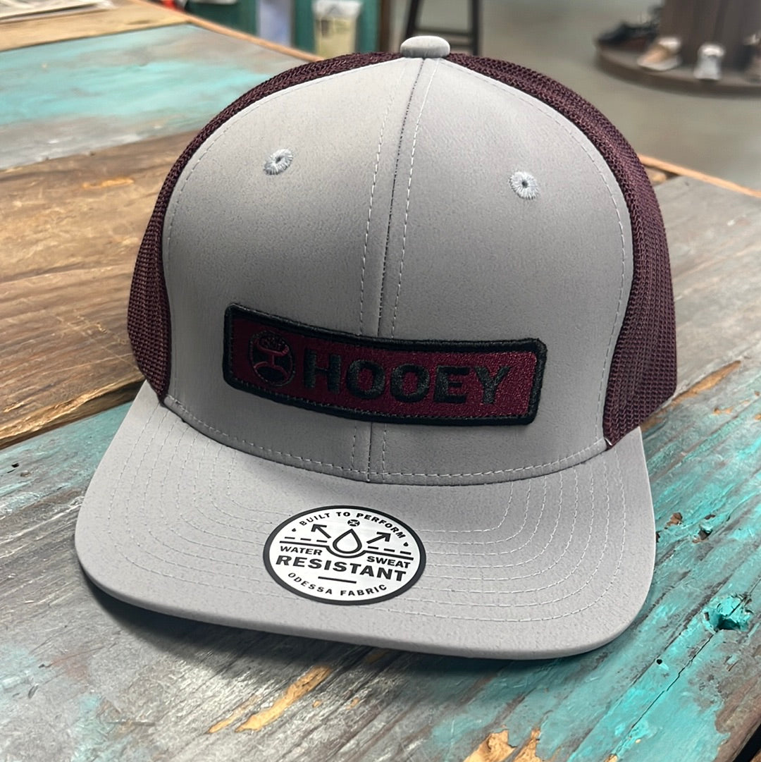 The HOOey Lockup Grey/Maroon 6-Panel Trucker Cap/Hat