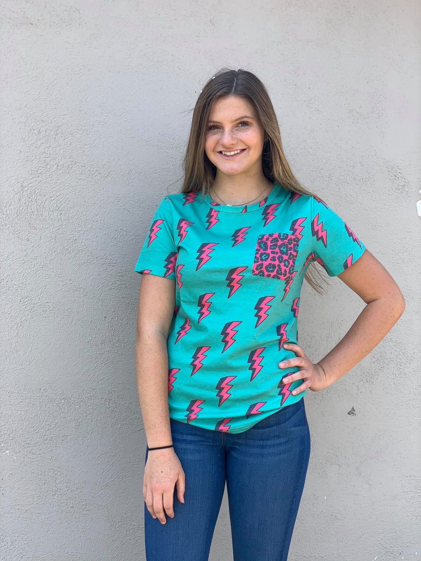 Crazy Train Electric Slide Lightning and Leopard Tee
