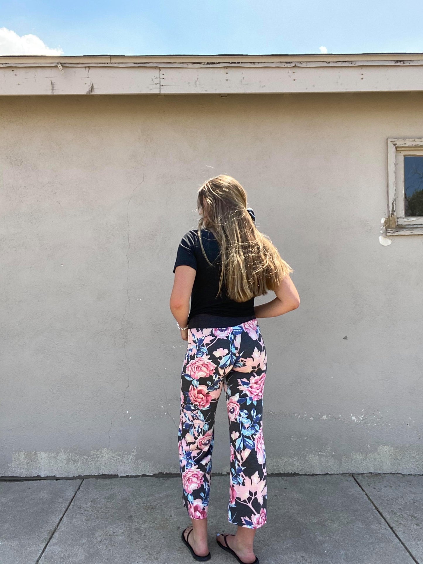 Pink and Blue Flower Draw String Lounge Pants