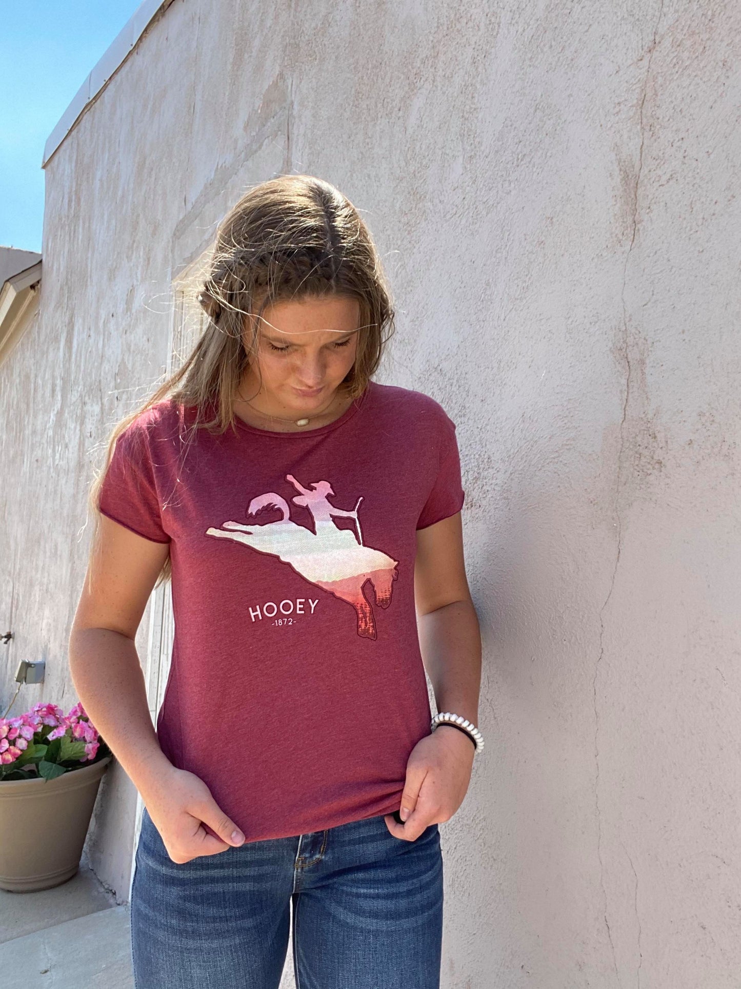 HOOey Maroon Serape Bronc Graphic Tee