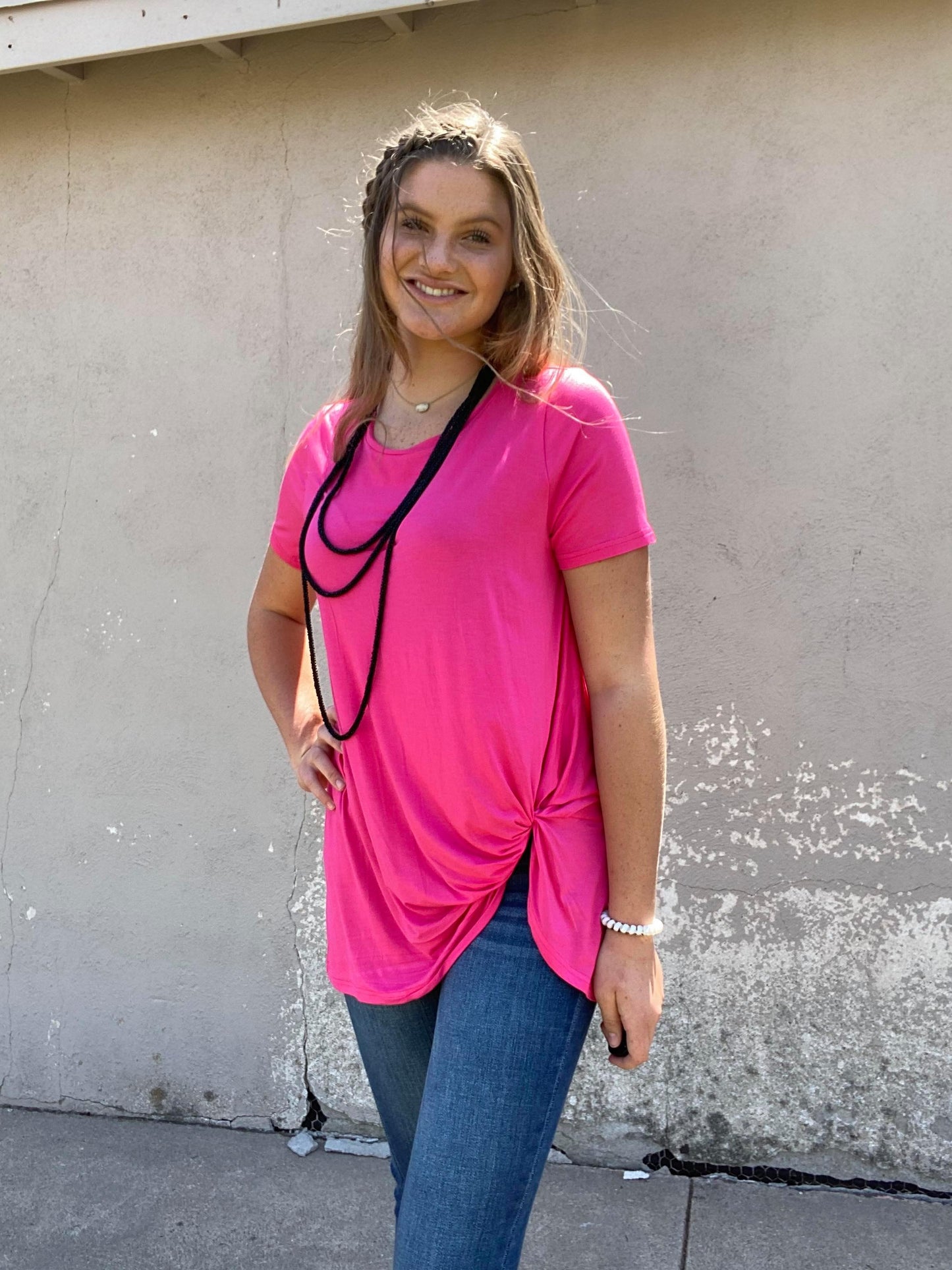 Crazy Train Let's Get Knotty Top Pink Knot Top