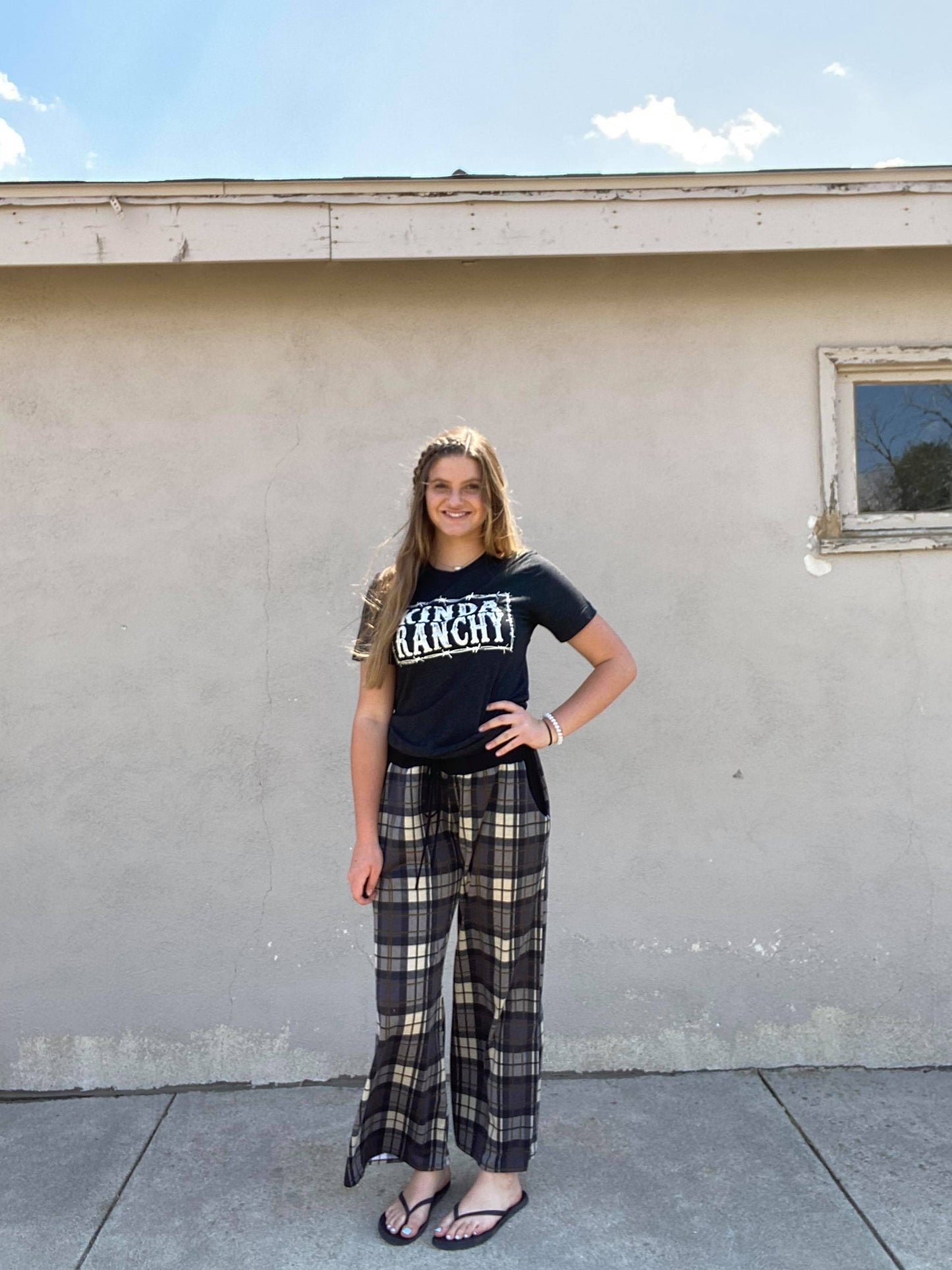 Plaid Draw String Lounge Pants-Plus Size