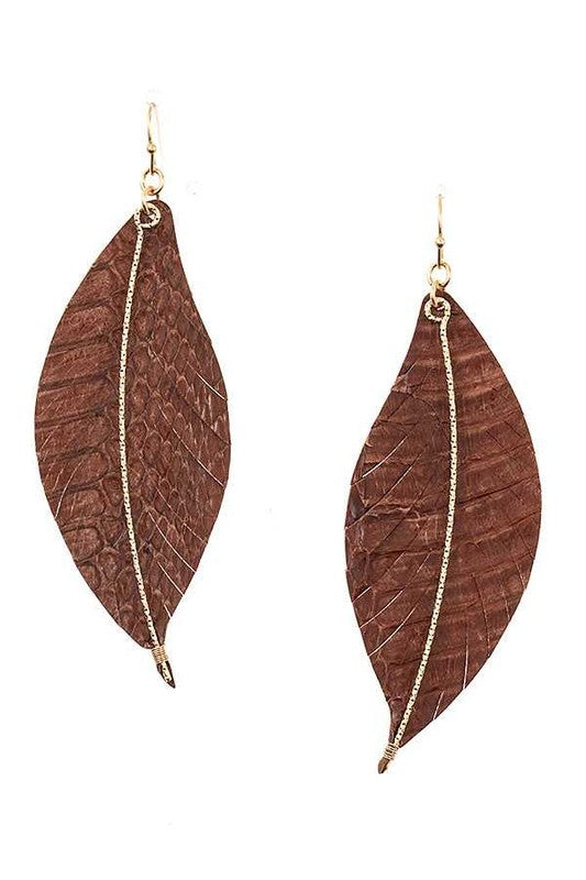 Leather Leaf Fashion Earrings (Multiple Colors)