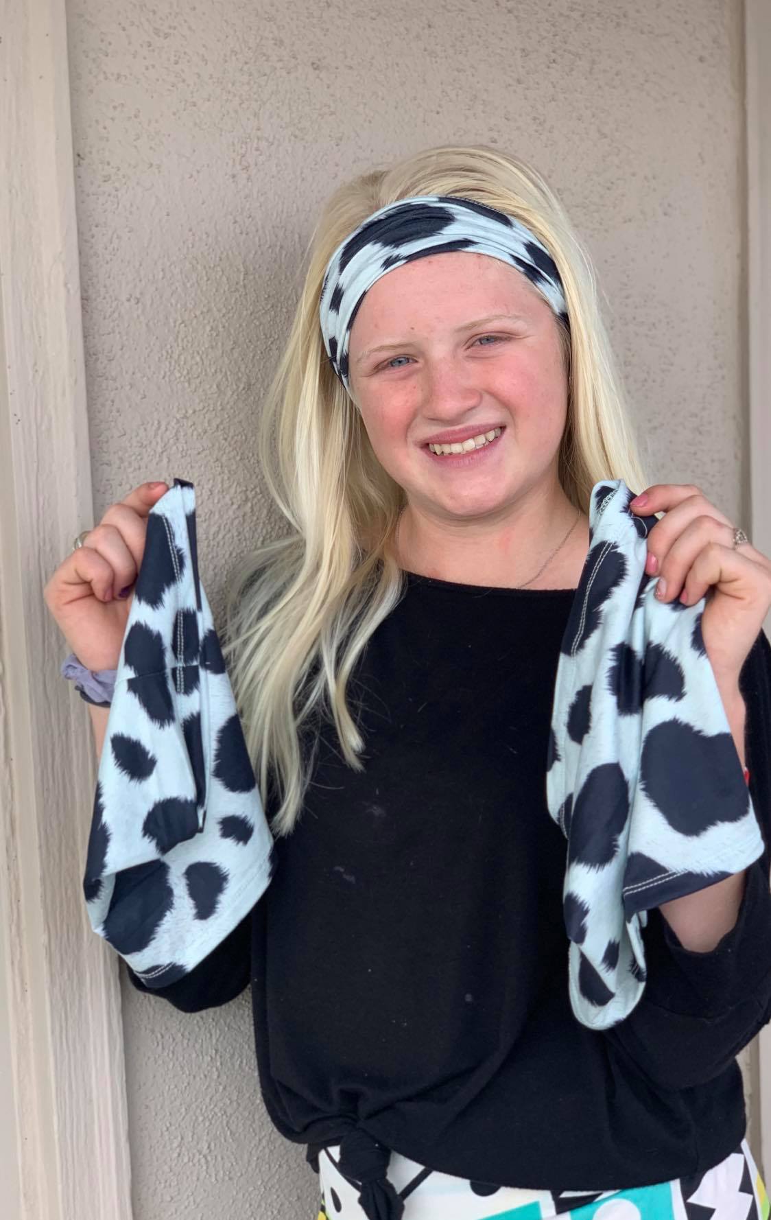 Cow Print Face Shield, Mask or Headband