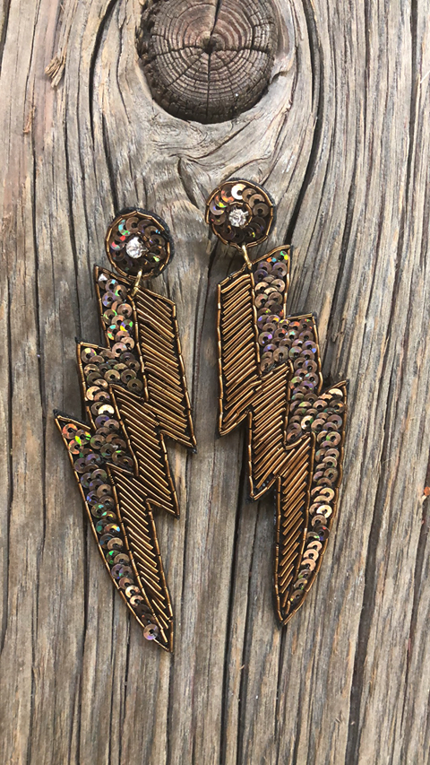 Bolt Shock Wave Sequin Earrings