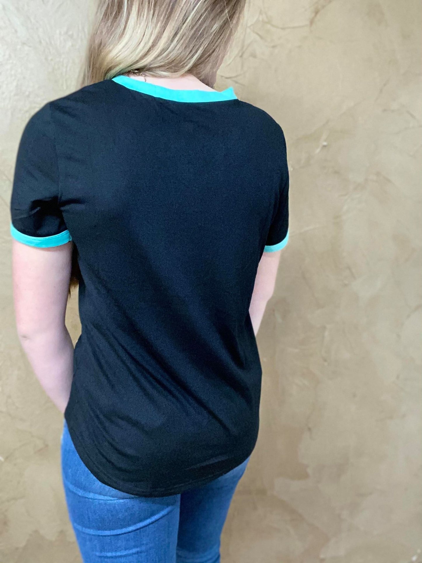 Crazy Train Black and Turquoise Stage Coach Top