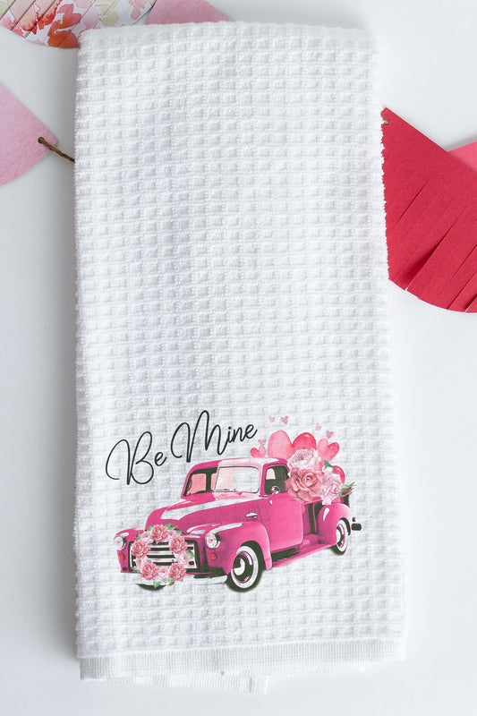 Be Mine Pink Truck Tea Towel