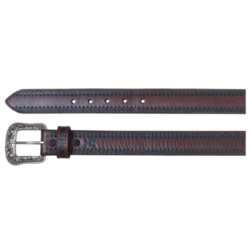 HOOey Belt Turq Tooled Edges