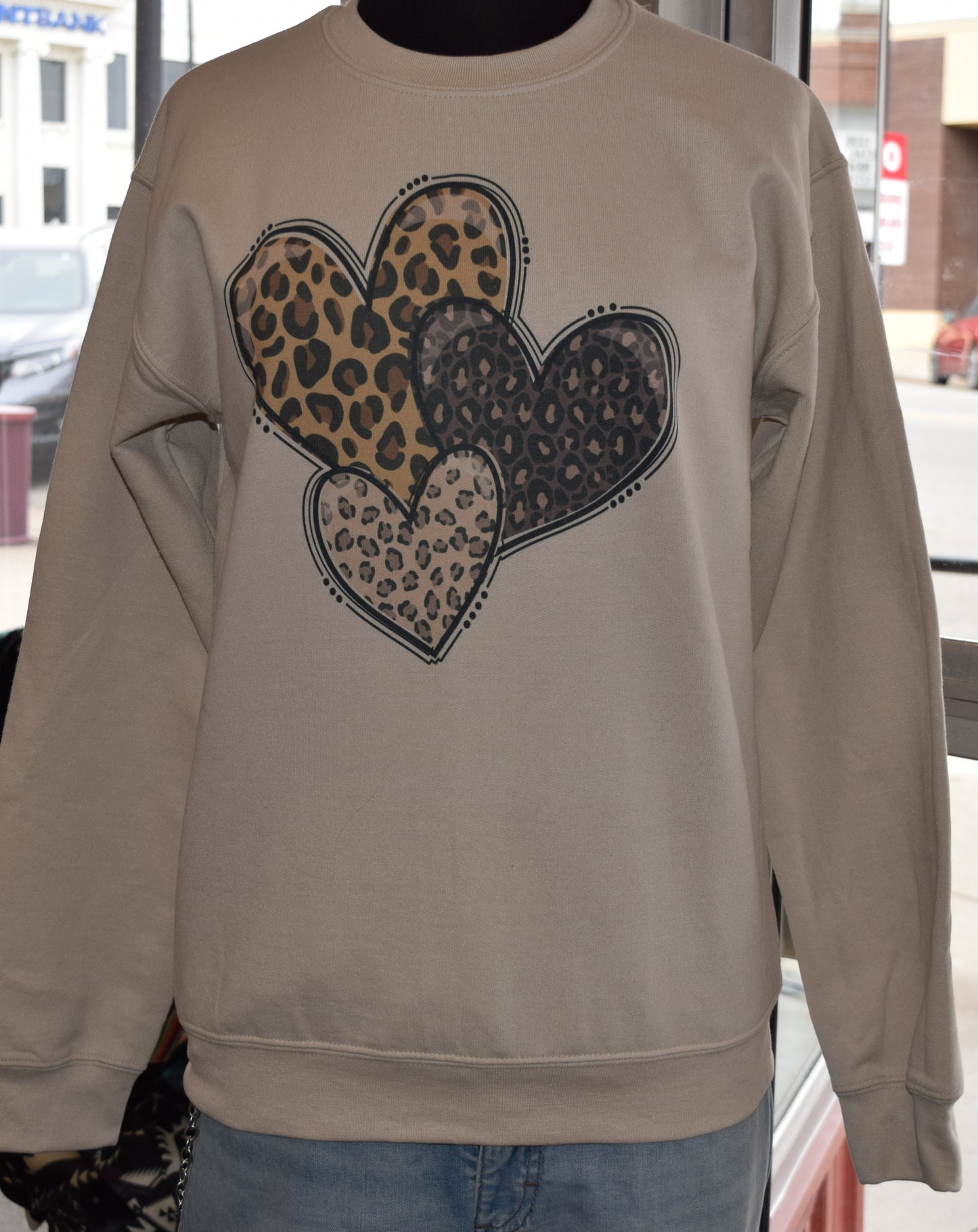Three Leopard Hearts Sweater