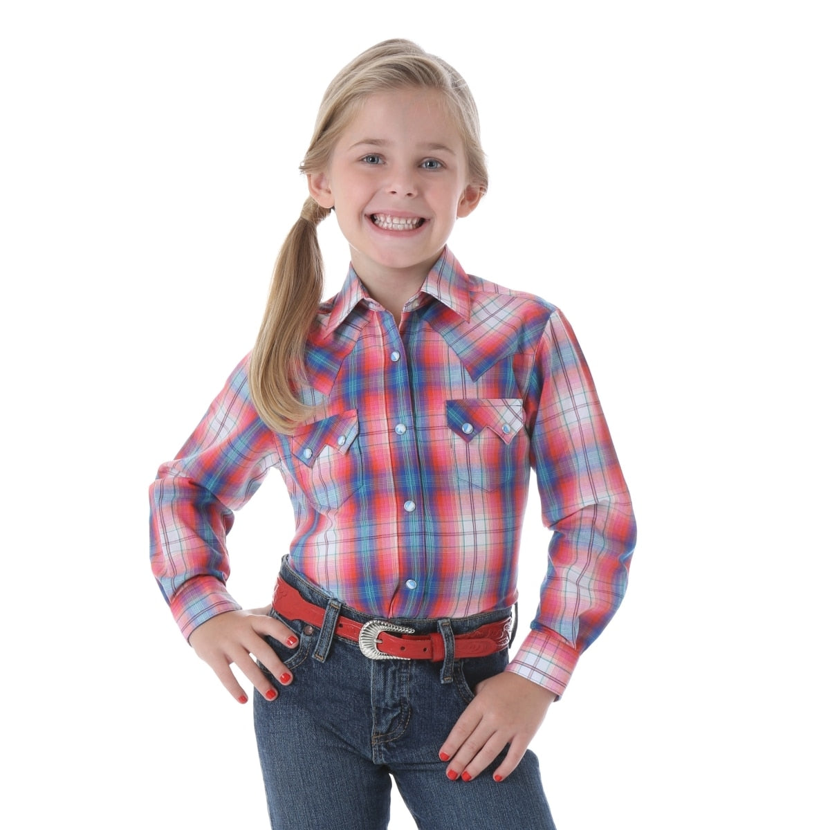 Girls' Rock 47® By Wrangler® Western Purple Plaid Top
