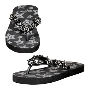 Youth Girl Blazin Roxx Black Star Flip Flop
