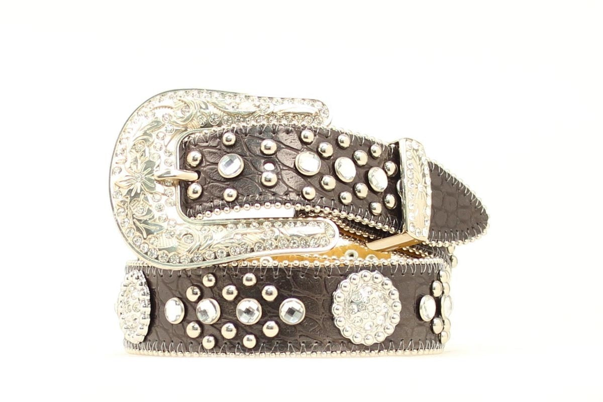 Nocona Girls Black Rhinestone And Concho Belt