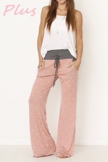 Dusty Pink Draw Sting Lounge Pants-Plus Size