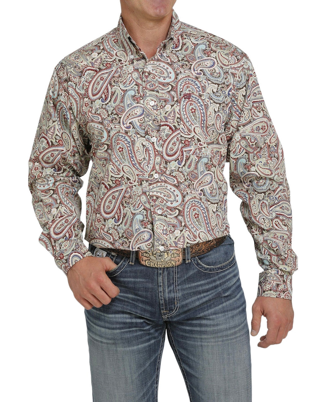 The Lead, Don't Follow Paisley Mens Cinch Button Down