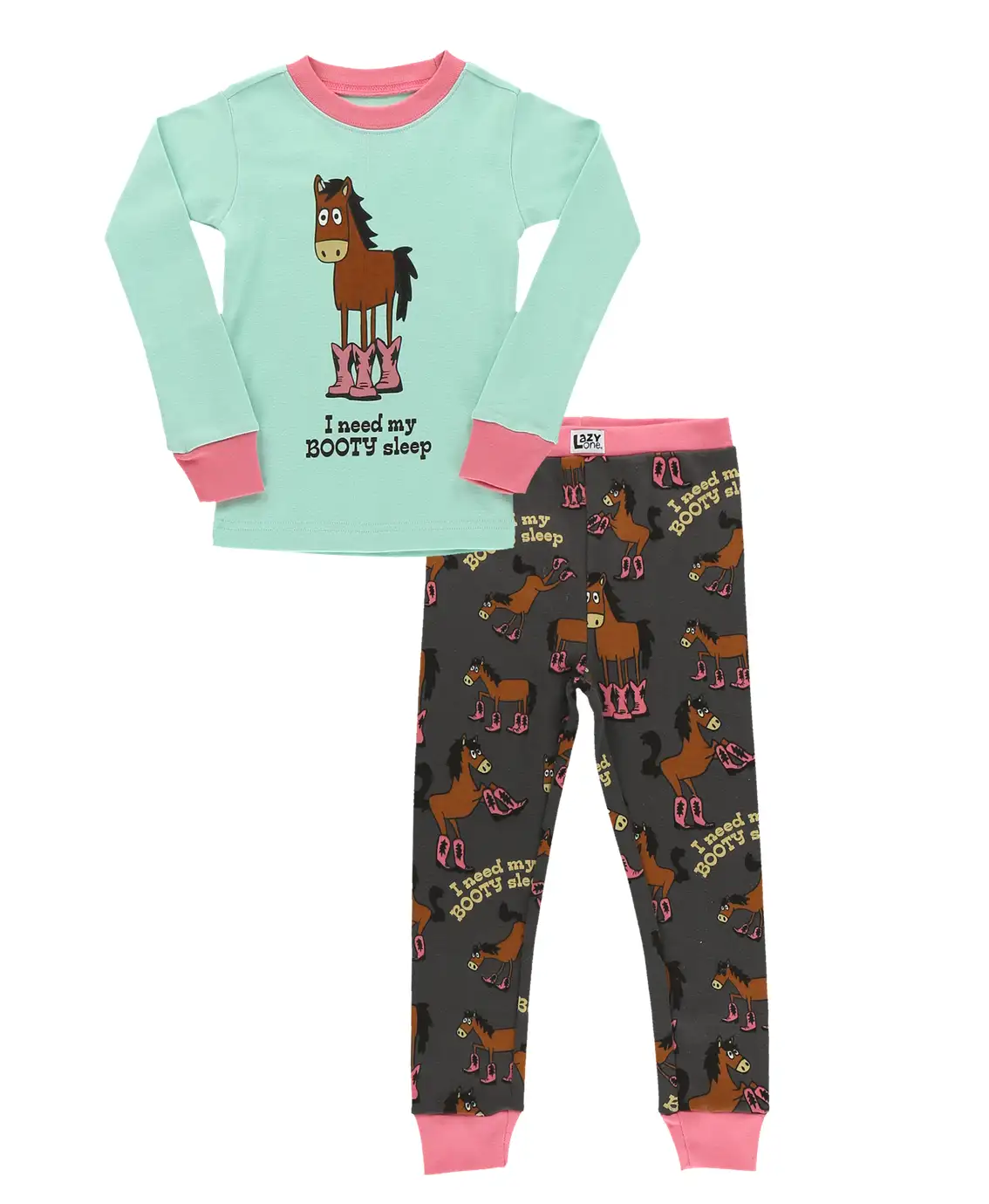 Booty Sleep Blue Kid s Horse Long Sleeve PJ s