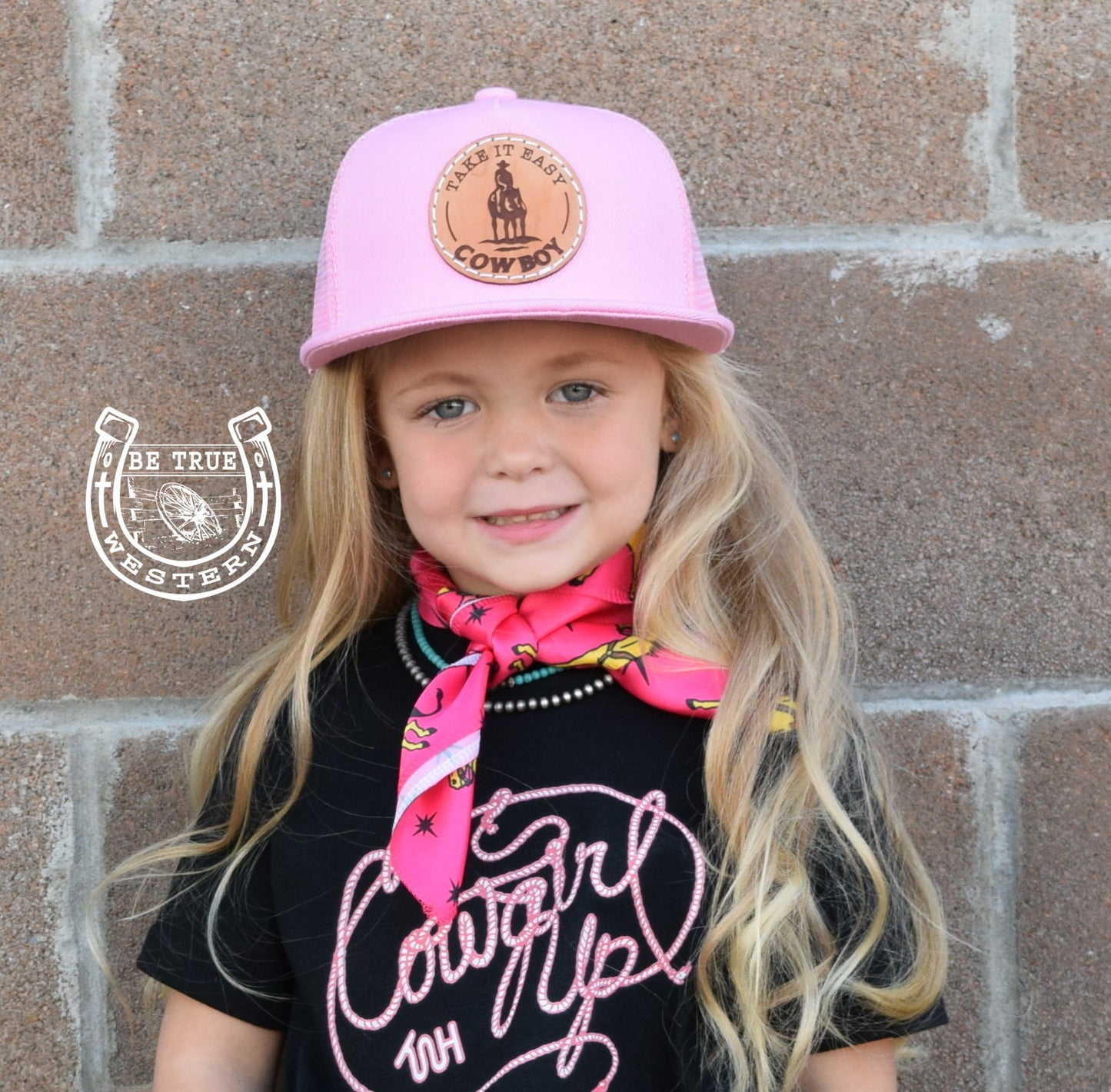 Take It Easy Cowboy Little Girls Snap Back