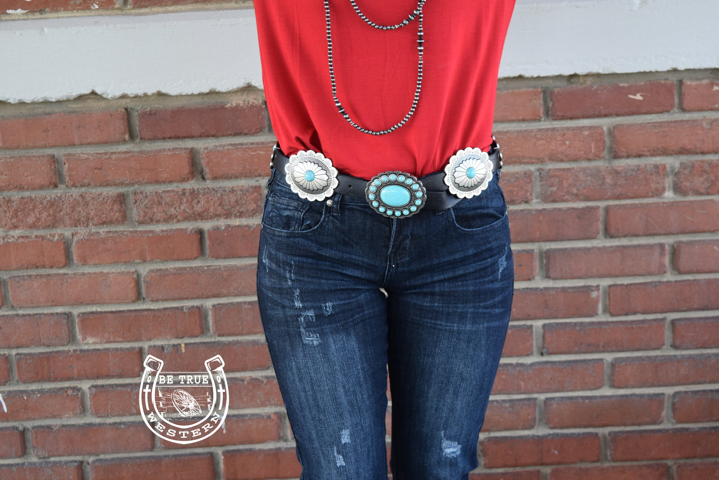 Leather Turquoise Concho Belt